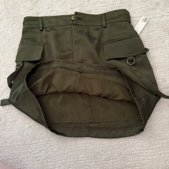Aqua Olive Green Mini Skirt Size XS Cargo Style Pockets Belt Loops Lined - Picture 4 of 11